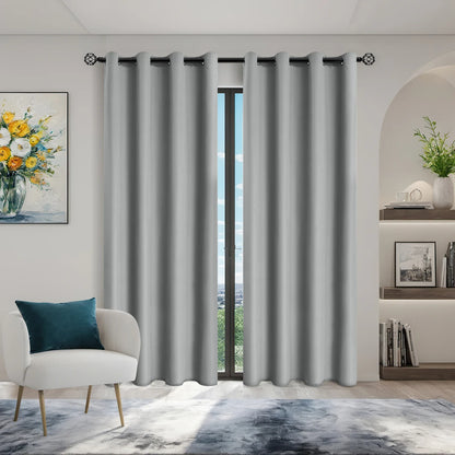 Lot de 2 rideaux occultants – Panneaux de fenêtre isolants thermiques anti-UV pour chambre et salon