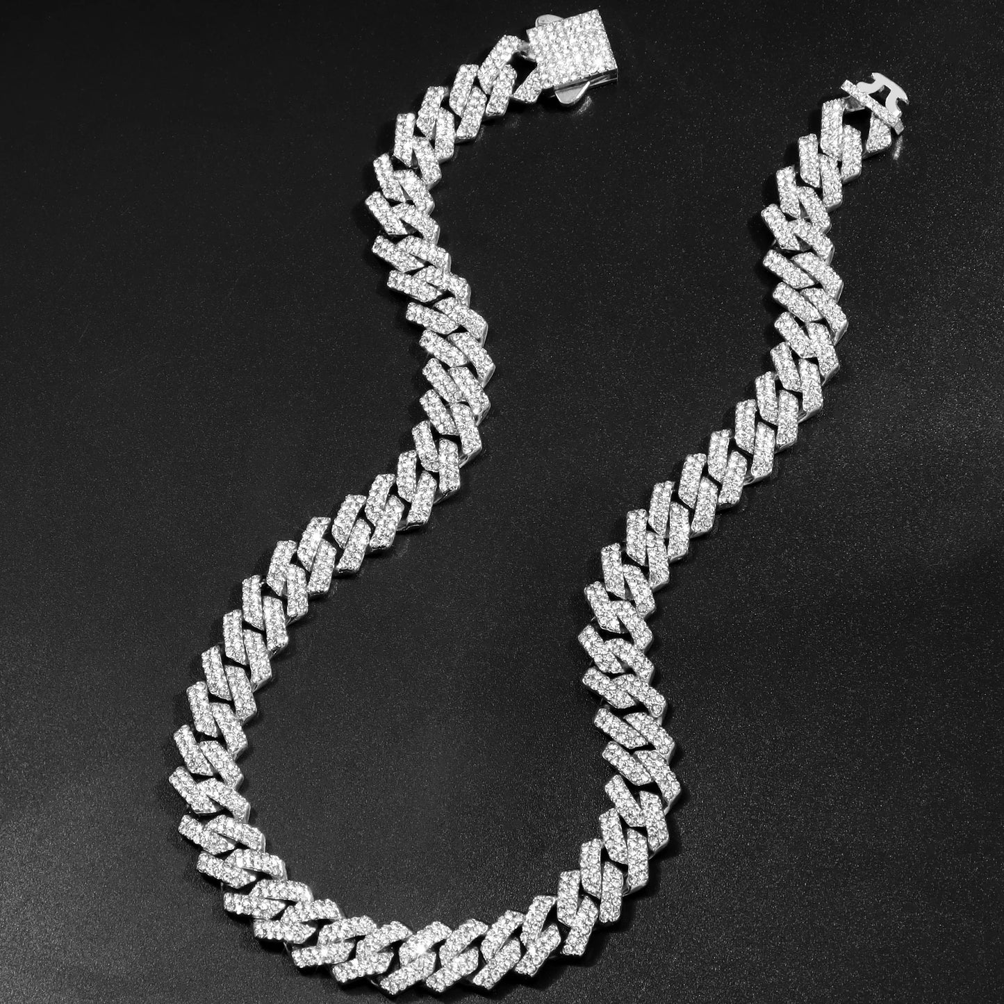 Cadena Cubana de Eslabones Iced Out de 14mm – Gargantilla Hip Hop con Diamantes Engastados para Hombres y Mujeres | Joyería de Lujo de Moda Urbana
