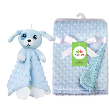 Couverture et doudou personnalisés avec prénom de bébé – Ensemble doux en minky à pois, 2-en-1, cadeau de naissance personnalisé pour garçons et filles