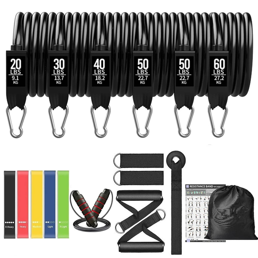 Juego de Bandas de Resistencia para Barra de Ejercicio – Expansor de Cuerda para Pilates y Yoga para Entrenamiento de Fuerza, Fisicoculturismo, Gimnasio en Casa y Ejercicios de Fitness