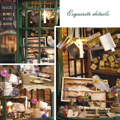 Kit DIY de casita de lectura de madera con luces LED – Artesanía en miniatura de inserción de estantería hecha a mano para decoración del hogar y regalos
