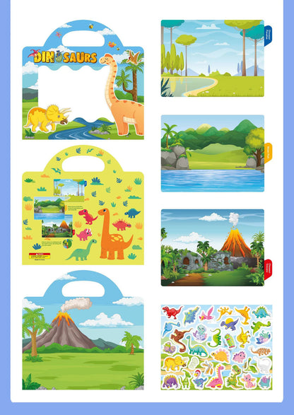 Kids Reusable Scene Sticker Book – DIY Cartoon Animal Puzzle Sticker Game, Early Learning Cognition Toy, Creative Educational Activity Gift for Children