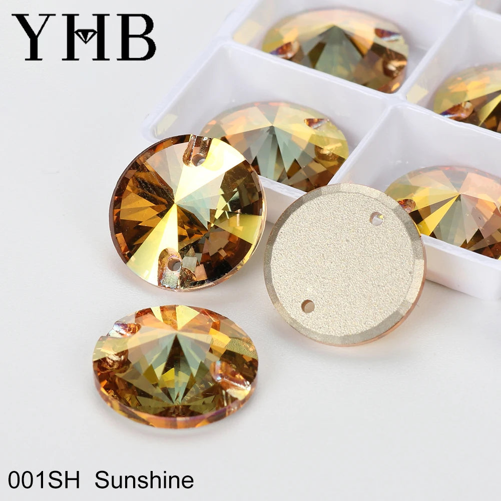 Strass à coudre YHB Crystal Rivoli – Pierres à coudre plates en verre pour vêtements, sacs et artisanat de bricolage