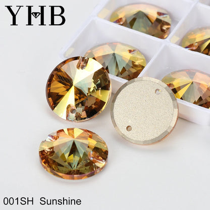 Strass à coudre YHB Crystal Rivoli – Pierres à coudre plates en verre pour vêtements, sacs et artisanat de bricolage