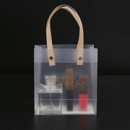 10PCS Frosted PVC Tote Gift Bags – Waterproof Transparent Reusable Gift, Candy & Party Favor Bags for Packaging & Shopping