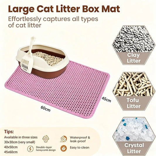 Alfombra Sanitaria Doble Capa para Gatos – Alfombrilla Atrapadora de Arena Grande Antideslizante e Impermeable, Tapete Filtrador Resistente al Desgaste para Gatos, Protector de Suelo Antideslizante y Accesorio de Fácil Limpieza para Recoger Arena