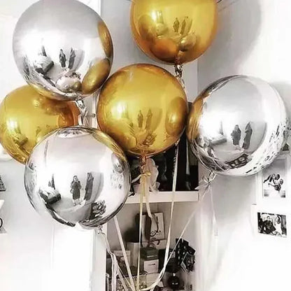 Globos metálicos redondos de aluminio 4D – Decoraciones para fiestas de cumpleaños, bodas y revelaciones de género en oro rosa y plata