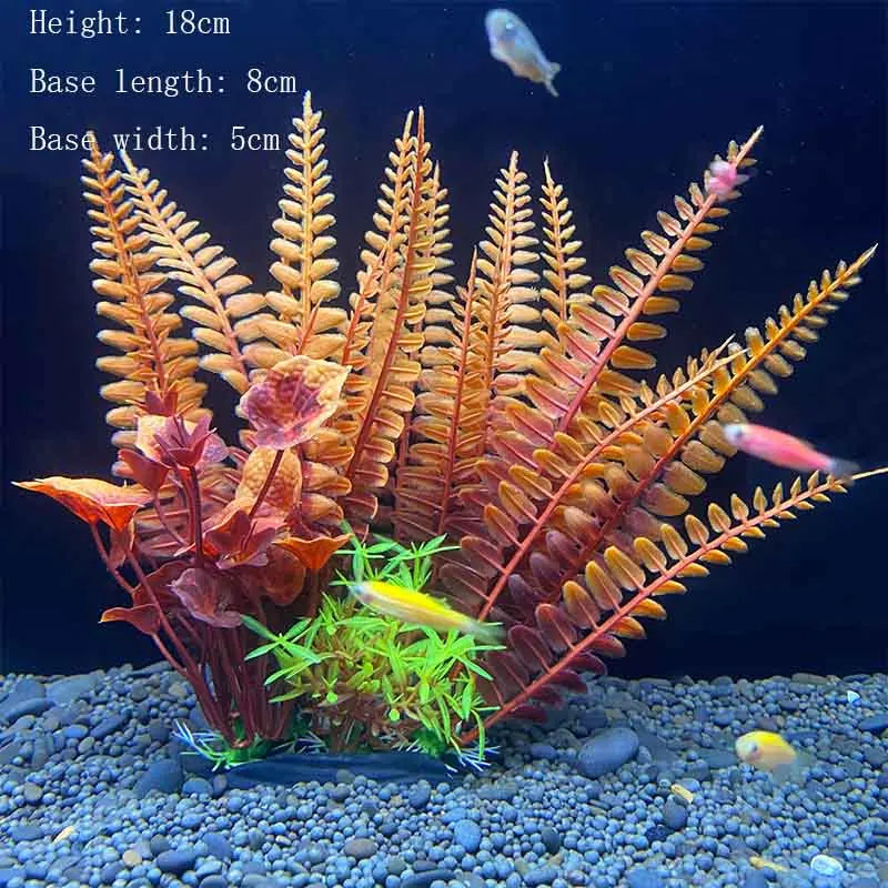 Artificial Underwater Aquarium Plants – Plastic Aquatic Fake Shrubs & Green Water Grass for Fish Tank Landscaping, Realistic Simulated Decor