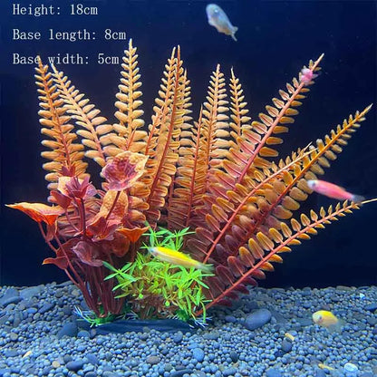 Artificial Underwater Aquarium Plants – Plastic Aquatic Fake Shrubs & Green Water Grass for Fish Tank Landscaping, Realistic Simulated Decor
