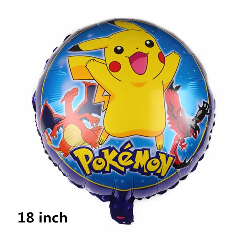 5pcs Pokémon Pokéball Aluminum Foil Balloons – Cute Helium Air Balloons for Boys & Girls Birthday Party & Baby Shower Decorations