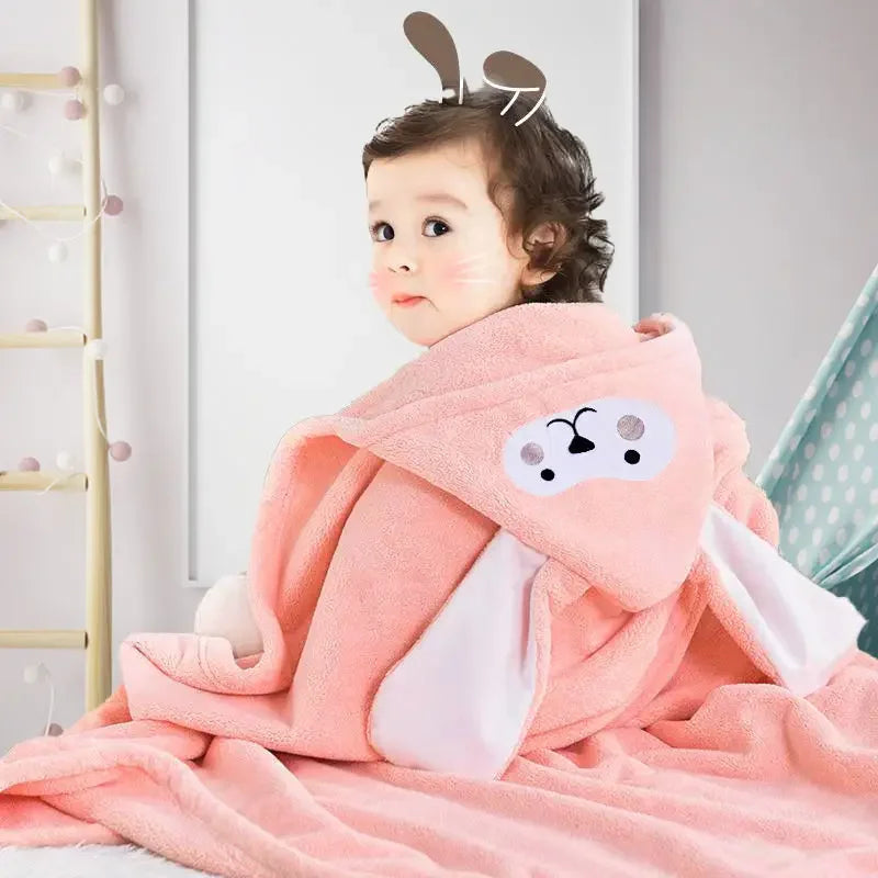 Thickened Baby Hooded Bath Towel – Super Soft Absorbent Pure Cotton Cloak Blanket for Newborns & Children