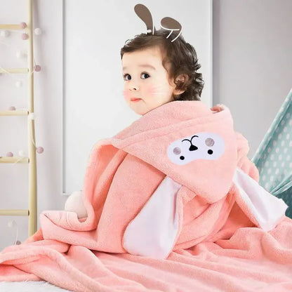 Thickened Baby Hooded Bath Towel – Super Soft Absorbent Pure Cotton Cloak Blanket for Newborns & Children