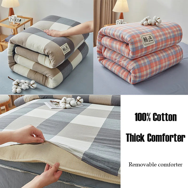 100% Cotton Summer Quilt – Lightweight Long Staple Cotton Comforter for Twin, Queen & Double Beds