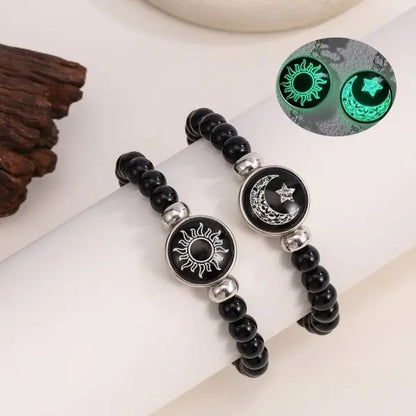 Luminous Sun & Moon Couple Bracelets – Handmade Braided Rope Matching Charm Bracelets for Men & Women | Romantic Jewelry Gift