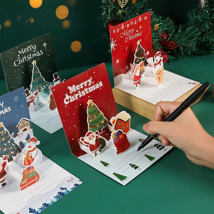 3D Santa Christmas Greeting Card – Folding Merry Christmas Best Wishes Card, Xmas Gift, New Year Blessing & Thank You Postcard