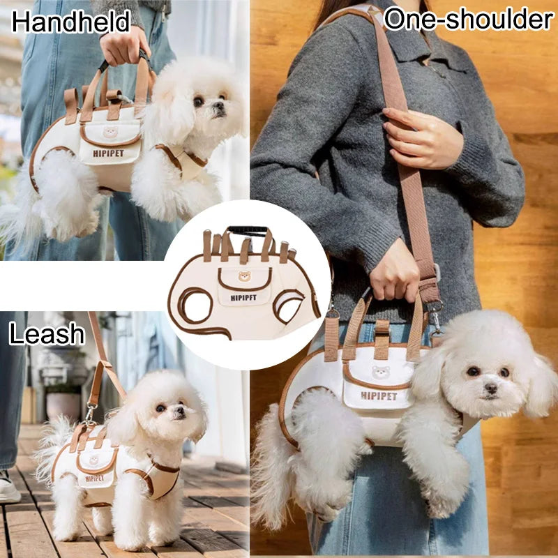 Hands-Free Pet Carrier Sling Backpack Adjustable Air Mesh Travel Bag for Dogs & Cats with Lift Harness