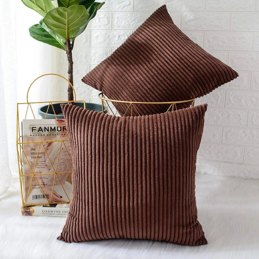 Funda de almohada de pana – Funda de cojín decorativa de franela suave y afelpada para sofá, sillón y sala de estar (varios tamaños)