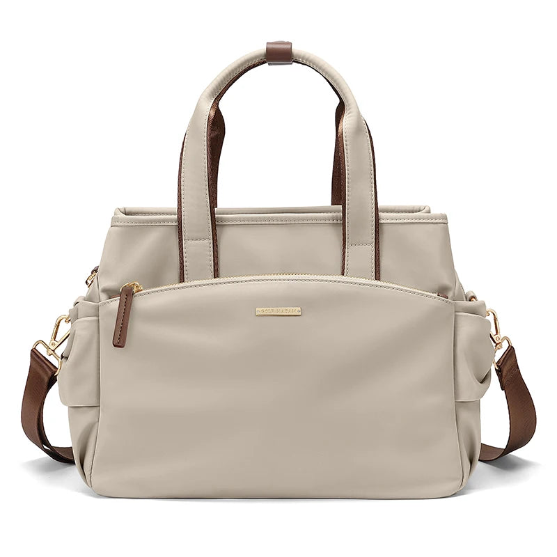 GOLF Women's Nylon Bucket Handbag Apricot Shoulder Crossbody Bag with Top Handle Large Capacity