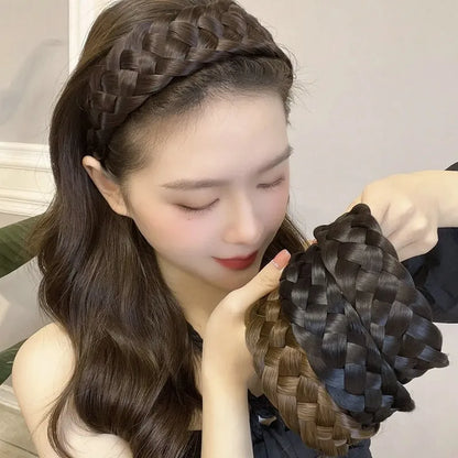 Diadema Bohemio Trenzado Sintético para Mujer Banda de Pelo Elástica para Fiestas y Cosplay