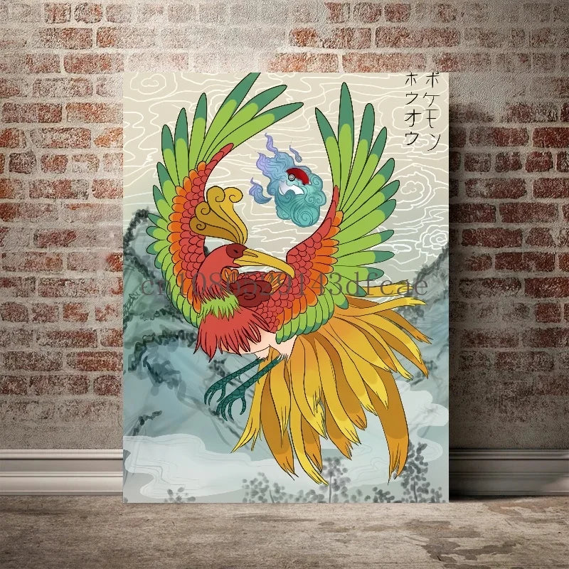 Pokémon Empoleon – Toile Murale – Affiche d'Anime Moderne pour Salon, Chambre, Salle de Jeux et Décoration Intérieure