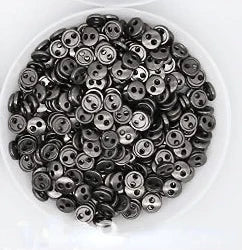 30 Mini-boutons métalliques (3-8 mm) – Boutons ronds à 2 trous pour vêtements de poupée DIY, couture, scrapbooking et loisirs créatifs