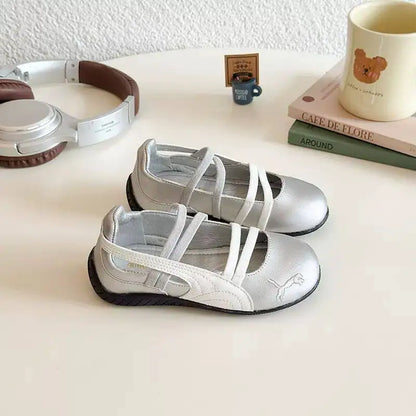 Zapatos casuales de cuero sintético transpirable antideslizantes para niños y niñas