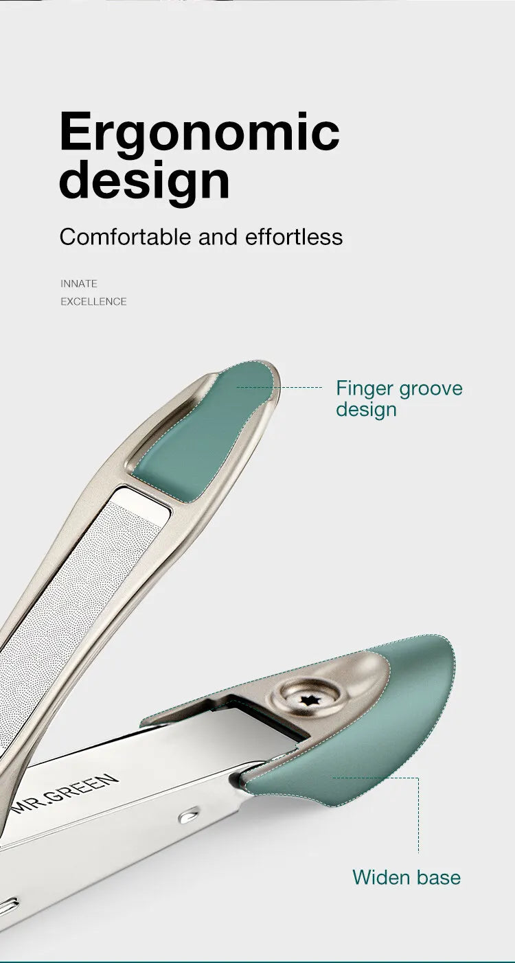 Coupe-ongles anti-éclaboussures en acier inoxydable MR.GREEN – Coupe-ongles de précision au design bionique pour la manucure