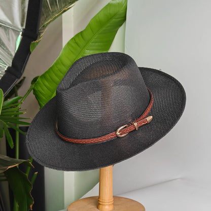 Unisex Panama Straw Hat – British Style Foldable Sun Hat for Men & Women, Beach Hat with Sun Protection for Summer