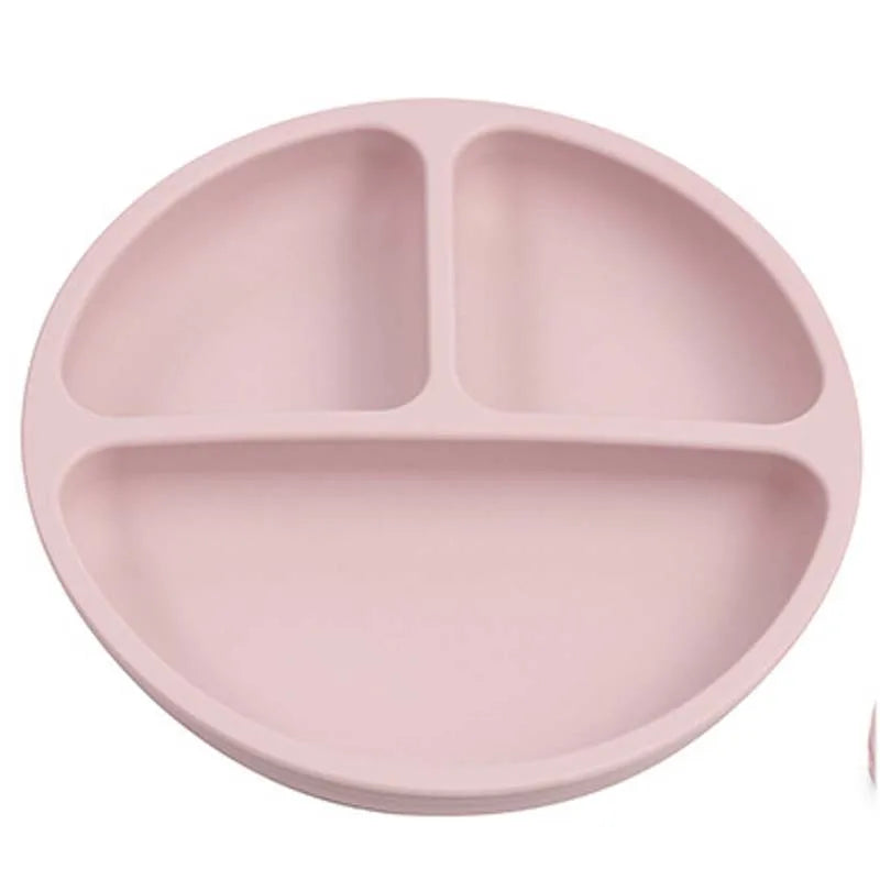 Assiette à ventouse en silicone pour bébé – Assiette repas sourire pour tout-petits avec compartiments, vaisselle pour enfants sans BPA