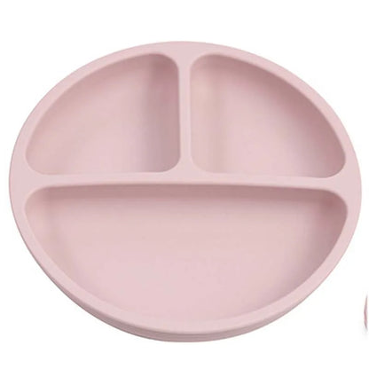 Assiette à ventouse en silicone pour bébé – Assiette repas sourire pour tout-petits avec compartiments, vaisselle pour enfants sans BPA