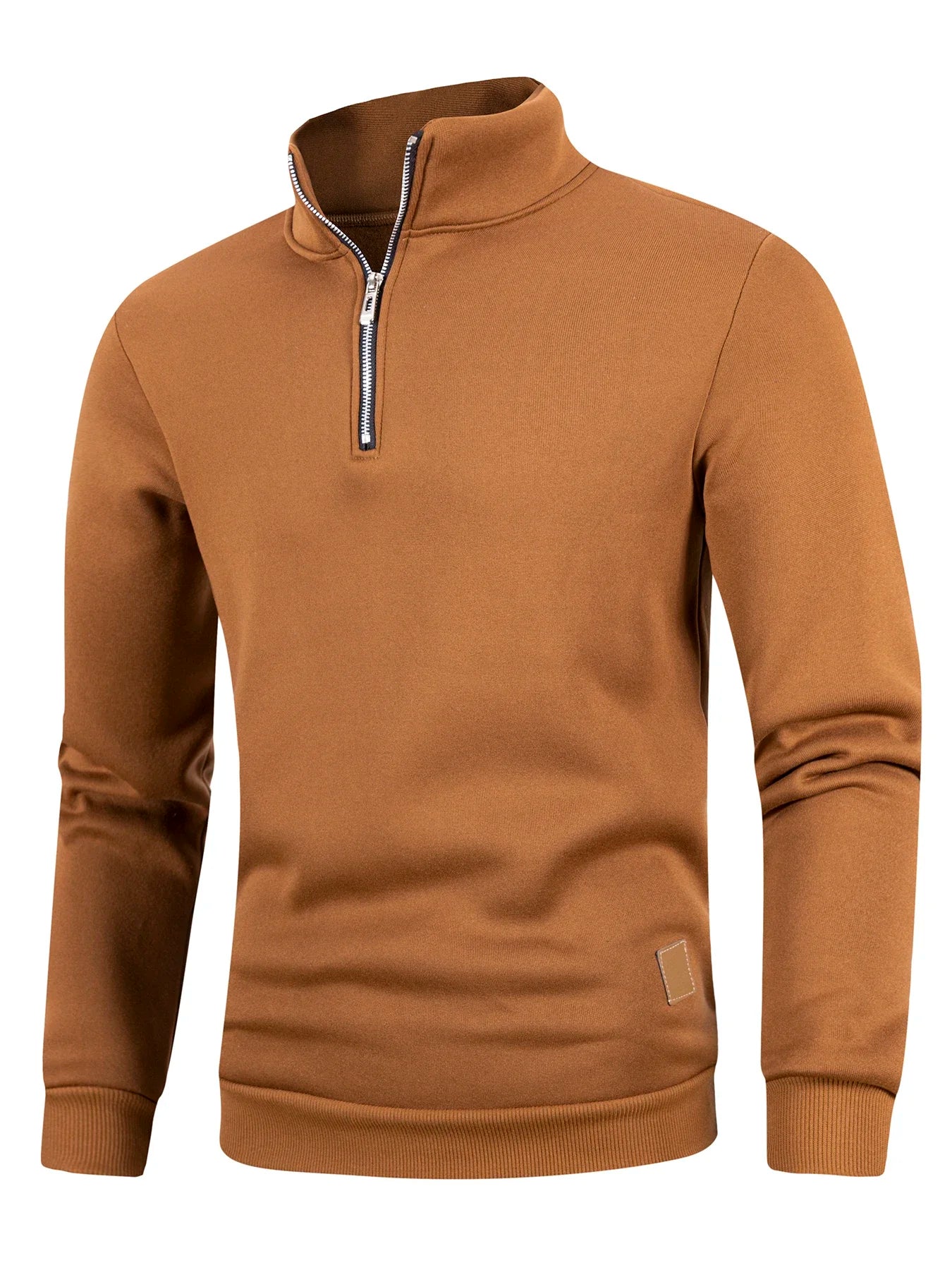 Sudadera de cuello alto con cremallera para hombre – Suéter cálido, jersey de color liso de manga larga, top casual para otoño e invierno