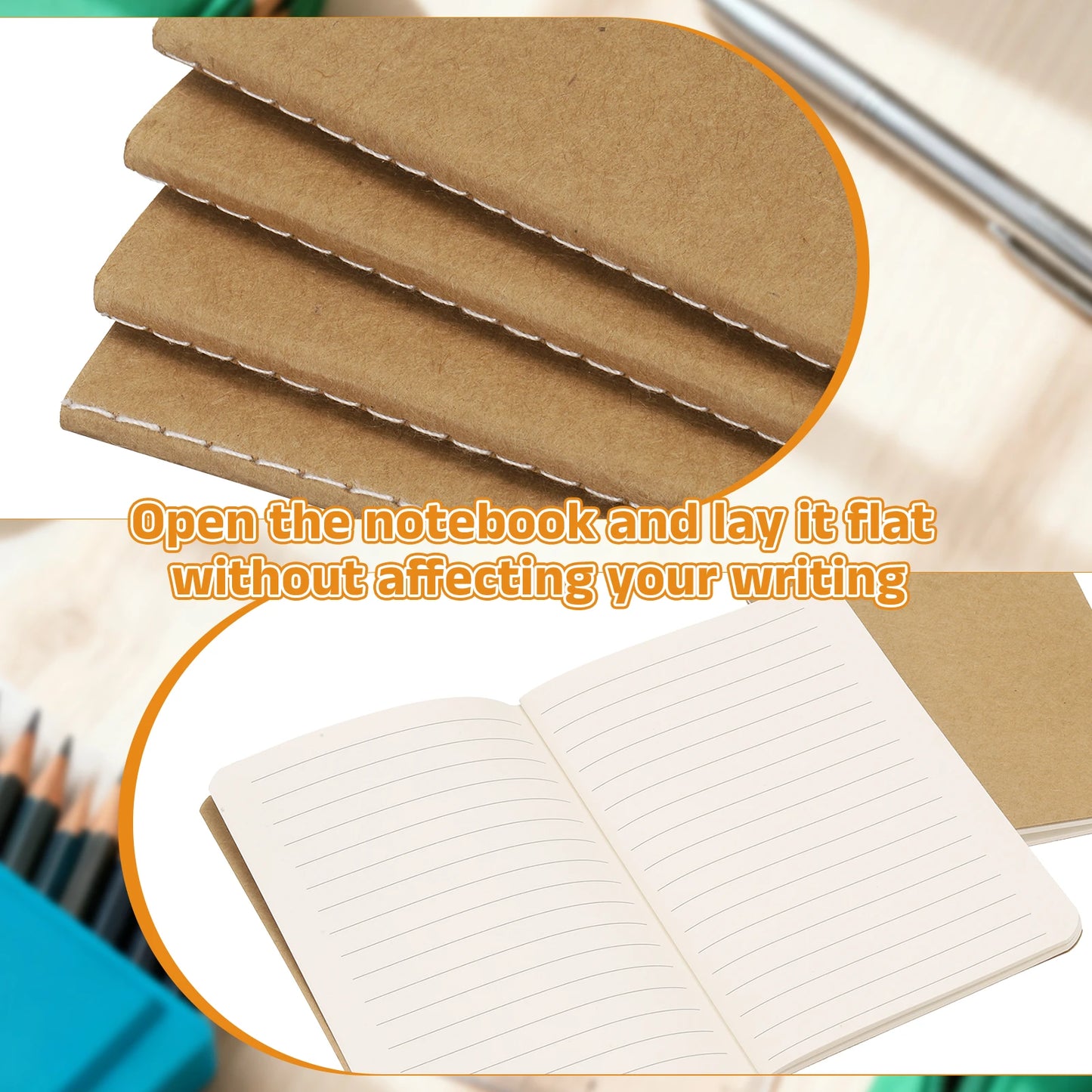 4/6 uds. Cuadernos A6 Kraft de Bolsillo – Mini Diarios Rayados para la Escuela y la Oficina