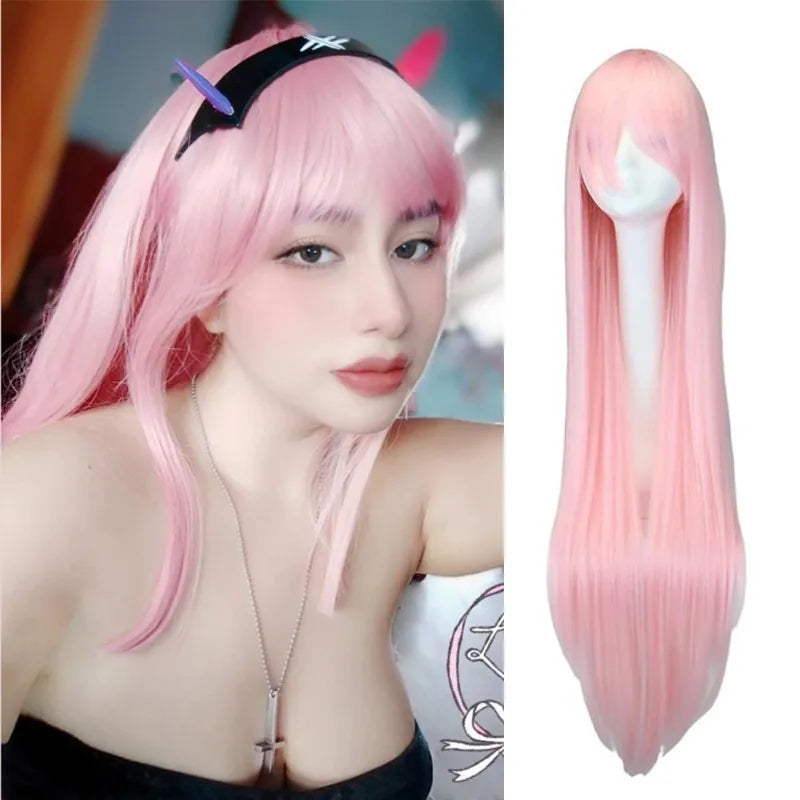 80cm Long Straight Multicolor Heat-Resistant Synthetic Cosplay Wig – Anime Halloween Party Costume Hairpiece