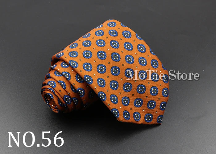 Men's 7.5cm Soft Silk Necktie – Floral & Dot Pattern Tie for Weddings, Business, Parties & Formal Wear