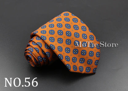 Men's 7.5cm Soft Silk Necktie – Floral & Dot Pattern Tie for Weddings, Business, Parties & Formal Wear