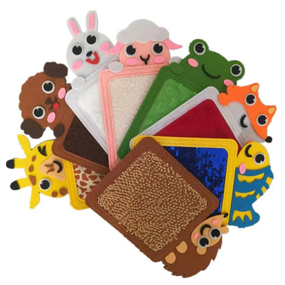 Ensemble de tapis sensoriels en feutre – Tapis d'apprentissage texturés avec animaux de dessin animé pour la maternelle et le développement sensoriel