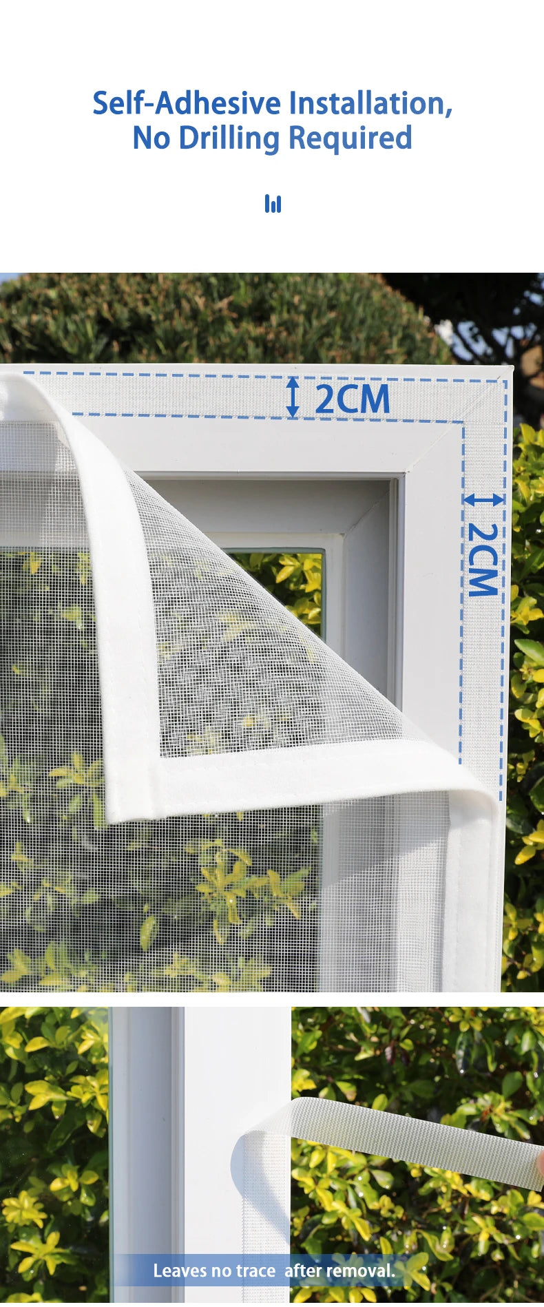 Mosquitera invisible a medida – Malla antinsectos para ventanas y puertas, sin taladros, con cierre de velcro