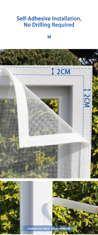Mosquitera invisible a medida – Malla antinsectos para ventanas y puertas, sin taladros, con cierre de velcro
