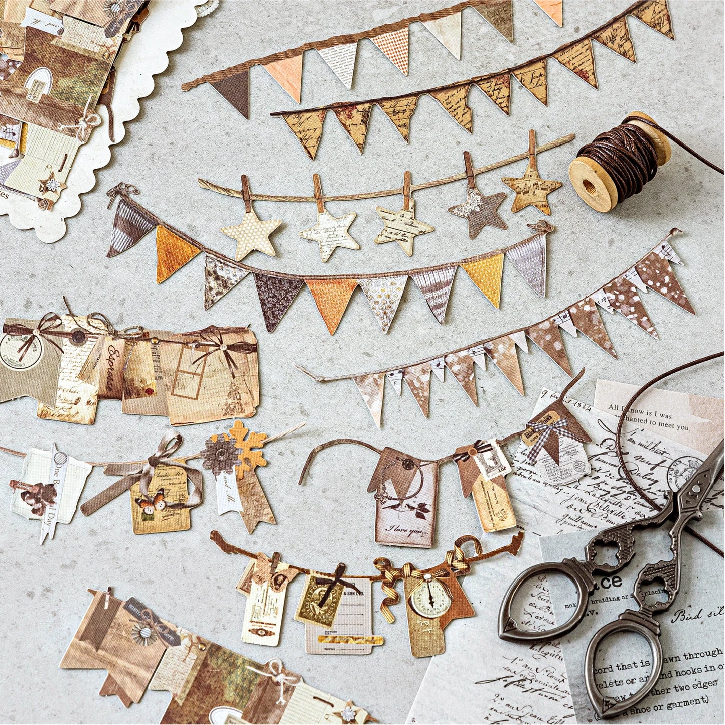 10PCS Creative Party Flag Stickers – DIY Pulling Stick Labels for Scrapbooking, Junk Journaling & Craft Decoration Supplies
