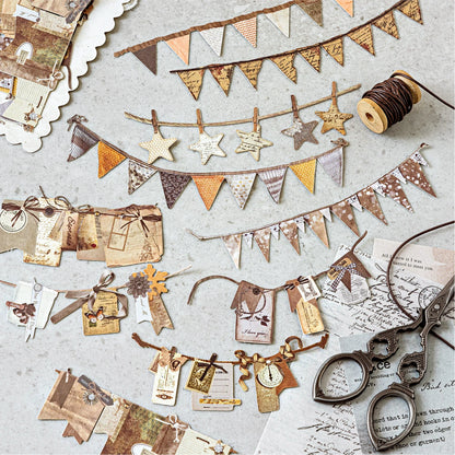 10PCS Creative Party Flag Stickers – DIY Pulling Stick Labels for Scrapbooking, Junk Journaling & Craft Decoration Supplies