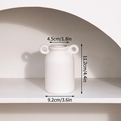 Florero Nórdico de Cerámica Blanca – Jarrón Decorativo Moderno para Sala de Estar, Decoración del Hogar y Escritorio