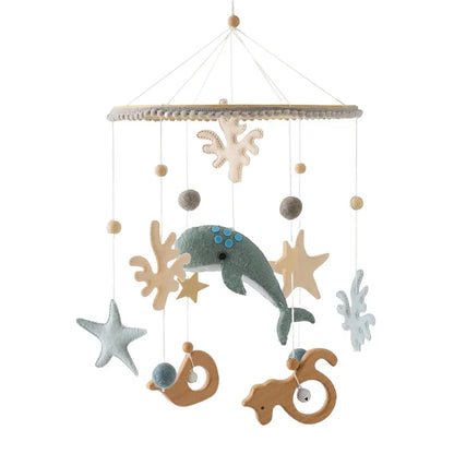 Baby Wooden Bed Bell Bracket – Newborn Crib Mobile Stand for 0-12 Months, Wooden Hanging Toy Holder with Crochet Bed Bell Rattle, Infant Nursery Decoration & Sensory Baby Toy Accessory