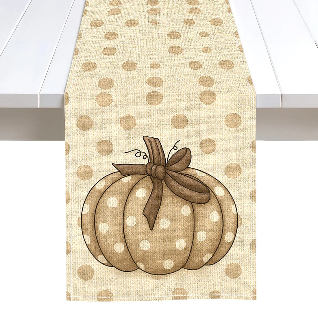 Autumn Pumpkin Illustration Table Runner – Durable Fall Table Decor for Weddings, Kitchen, Dining Room, Thanksgiving & Parties