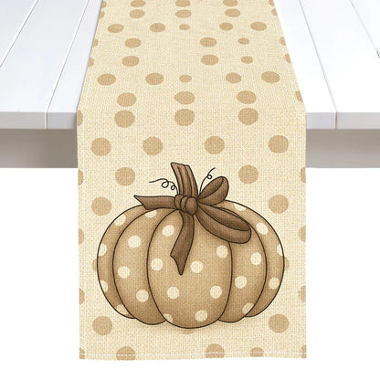 Autumn Pumpkin Illustration Table Runner – Durable Fall Table Decor for Weddings, Kitchen, Dining Room, Thanksgiving & Parties
