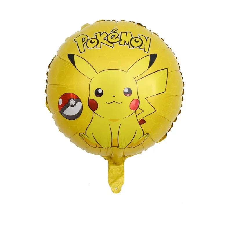 5pcs Pokémon Pokéball Aluminum Foil Balloons – Cute Helium Air Balloons for Boys & Girls Birthday Party & Baby Shower Decorations
