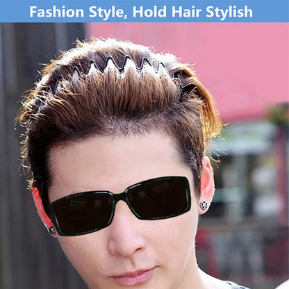 Diadema unisex de metal negro – Aro de pelo ondulado elástico antideslizante para hombres y mujeres | Accesorios para el cabello sencillos y a la moda