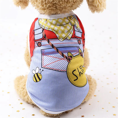 Cute Cartoon Dog Vest – Soft Lightweight Summer T-Shirt for Small Dogs & Puppies, Casual Pet Clothing
