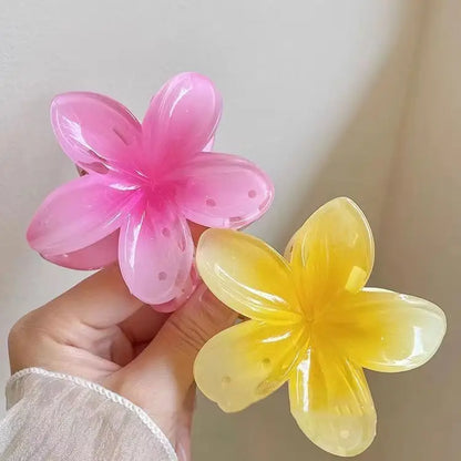 Pinzas de pelo hawaianas con diseño floral degradado – Pasadores grandes florales tropicales para mujer | Accesorios de moda para el pelo para vacaciones en la playa