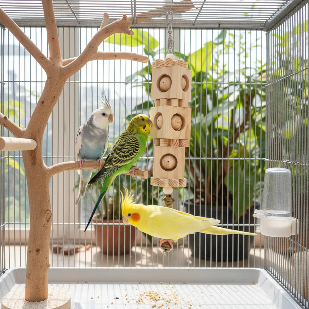 Colorful Wooden Parrot Chew Toys – Bite-Resistant Cage Enrichment Blocks & Interactive Puzzle Toys for Small Birds