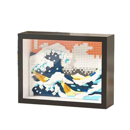 3D Diamond Building Block Art Set with Display Box – Van Gogh Sunflowers, The Starry Night & Great Wave Inspired Model, Kids' Gift